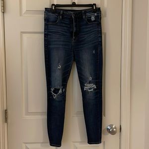 AE super stretch high waisted skinny jeans with holes